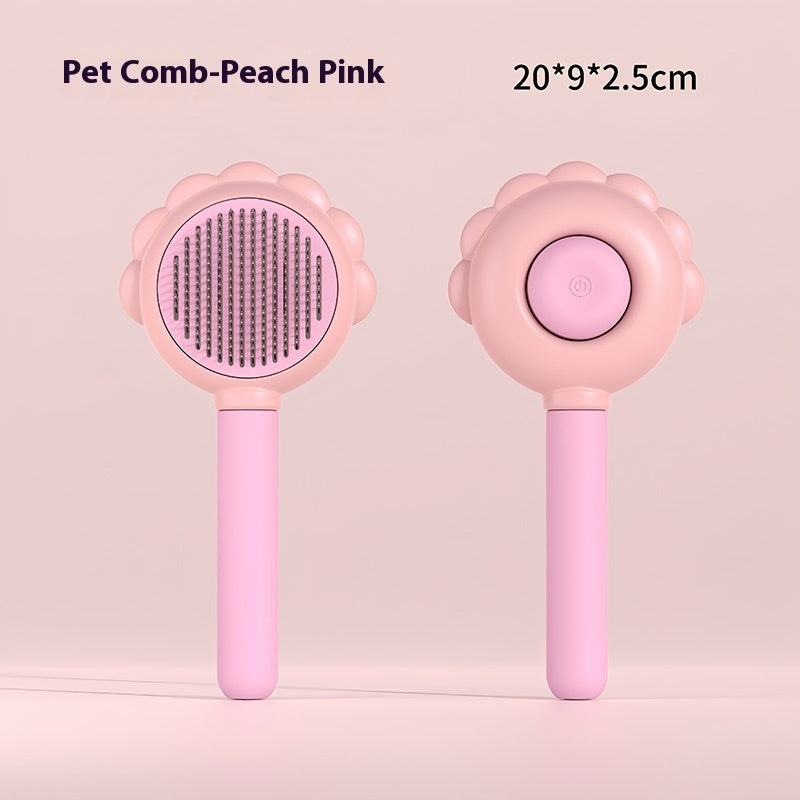 犬猫用 2in1 セルフクリーニングブラシ スプレー機能付き 抜け毛取りコーム