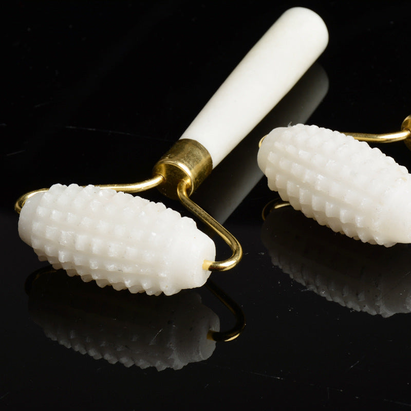 天然翡翠ビューティーデバイス シングルヘッド ジェードローラー ホワイトスパイク