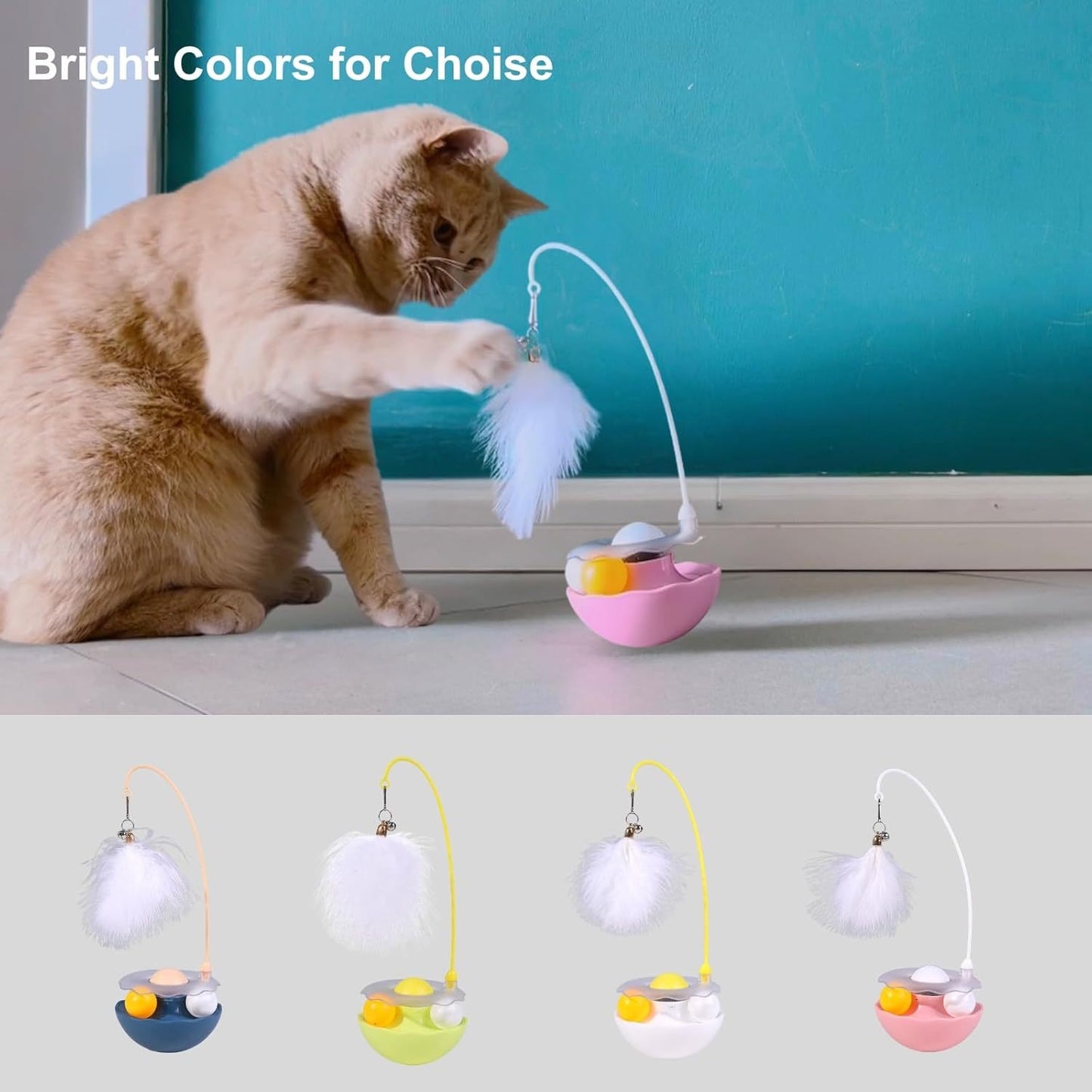 インタラクティブ・キャットタンブラートイ(キャットニップ&羽付き)