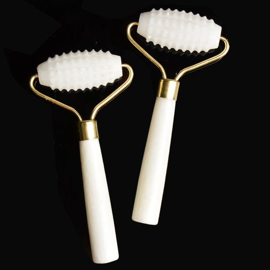 天然翡翠ビューティーデバイス シングルヘッド ジェードローラー ホワイトスパイク