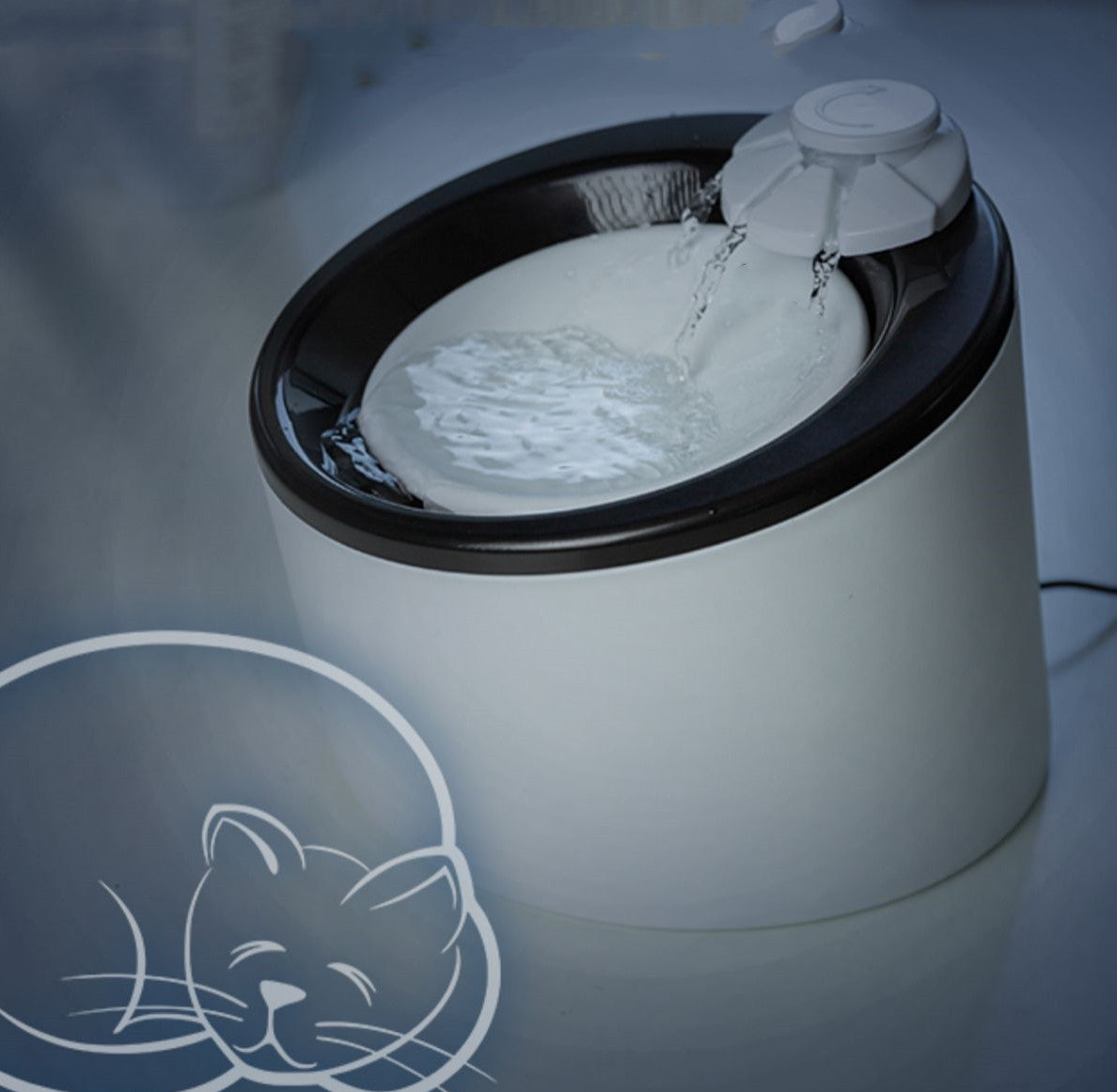 犬猫用 自動給水機 プラスチック製 ホワイト