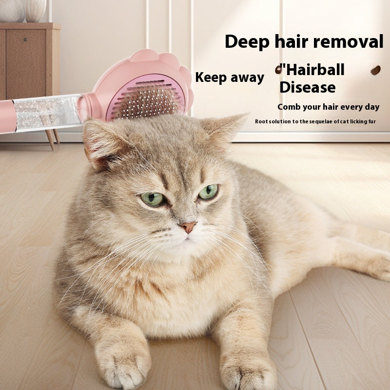 犬猫用 2in1 セルフクリーニングブラシ スプレー機能付き 抜け毛取りコーム